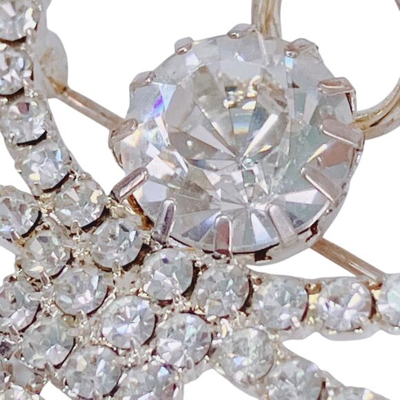 Vintage Clear Rhinestone Angel Brooch Prong Set Dangle Glam Religious Jewelry - Picture 5 of 9